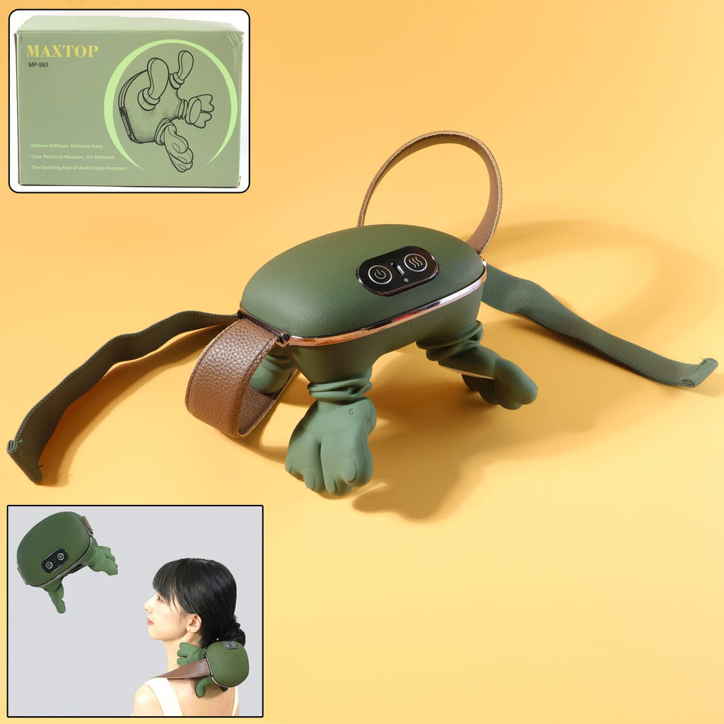 Cordless kneading neck and shoulder massager with adjustable arm straps