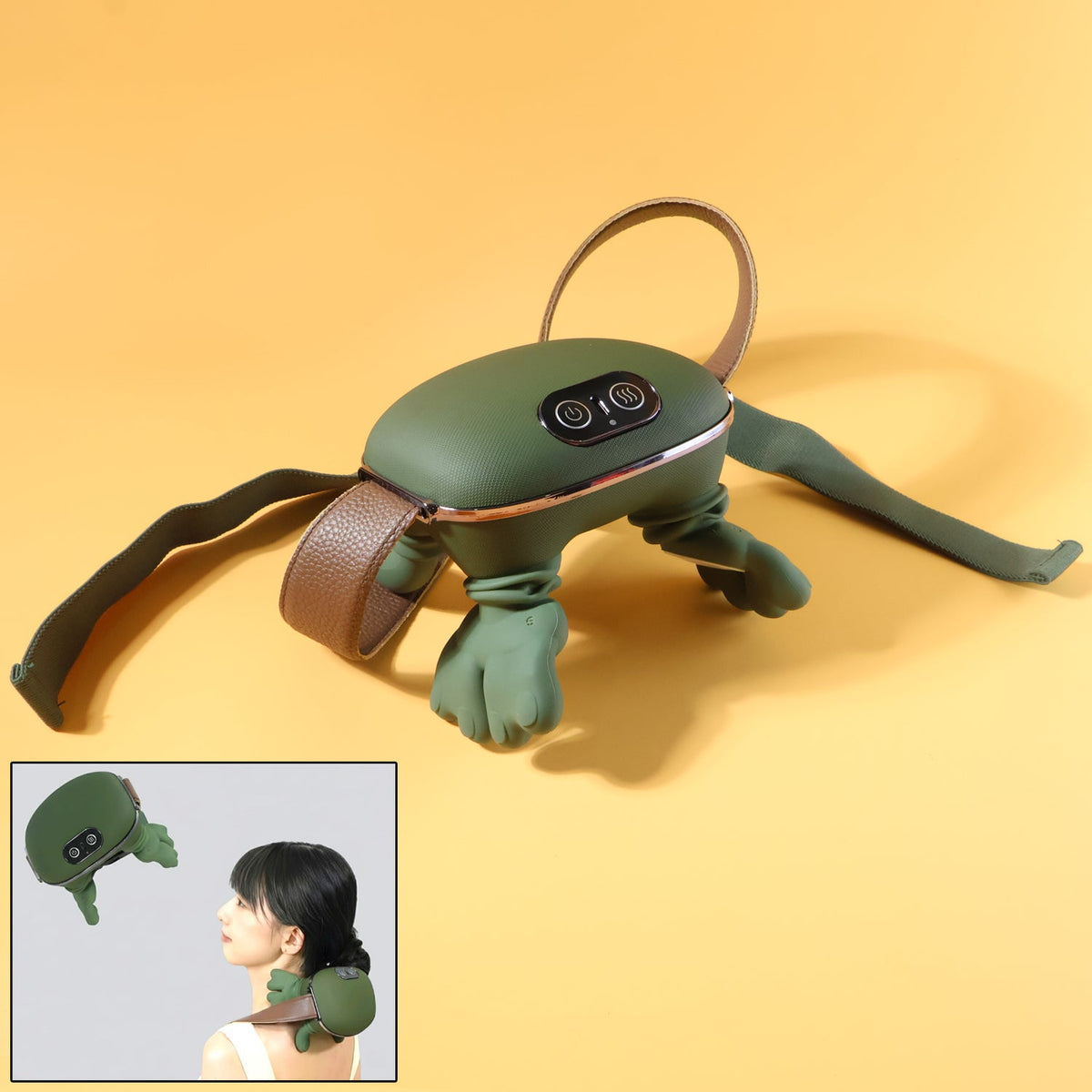 Close-up of the rotating kneading nodes on the neck and shoulder massager
