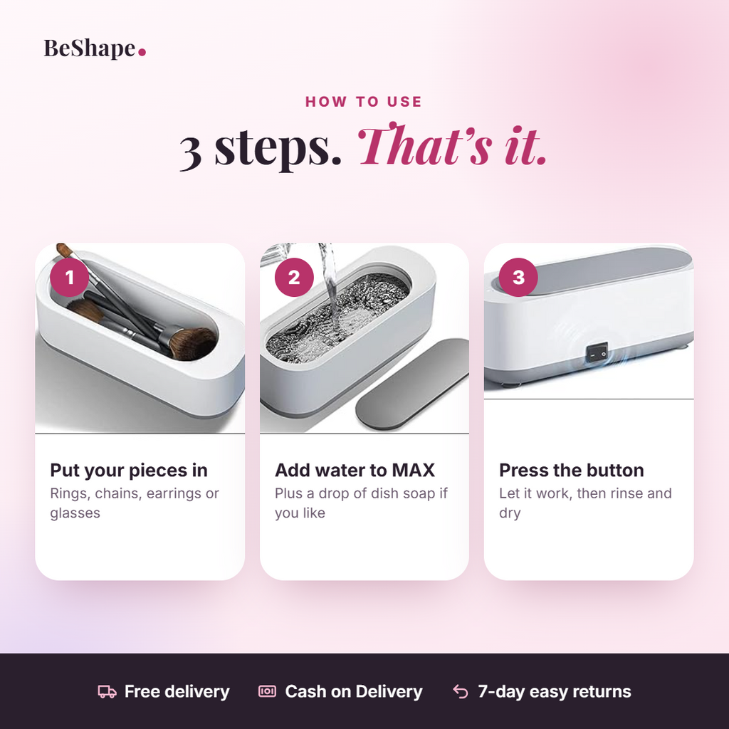How to use the jewellery cleaner in 3 steps