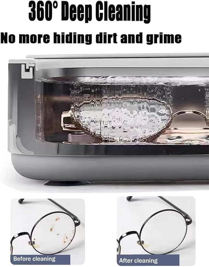 Close-up of the jewellery cleaner tank with glasses in water